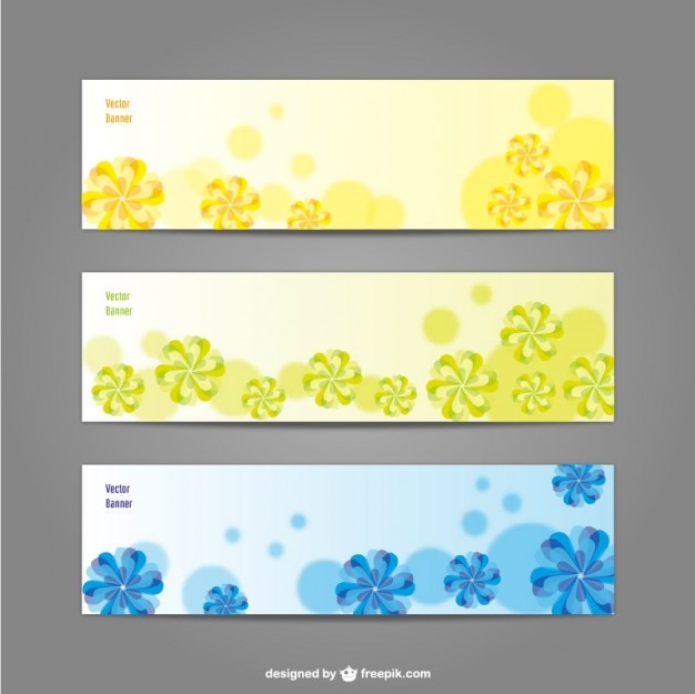 Floral Banners in Green, Yellow, and Blue – Free Download