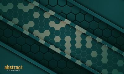 Dark Green Horizontal Hexagonal Technology Abstract Vector Background – Free Download