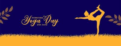 Modern Yoga Day Posture Banner Design with Grass and Leaves – Free Download