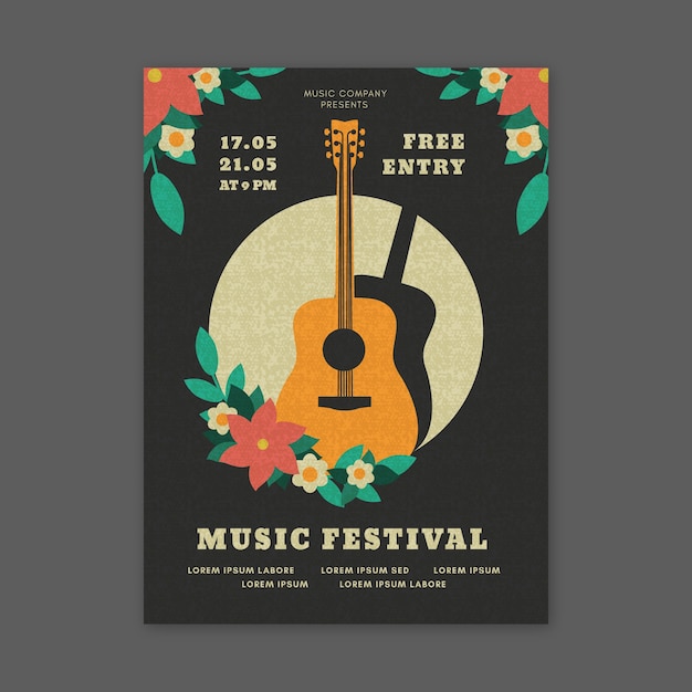 Guitar Music Festival Poster Design – Free Download