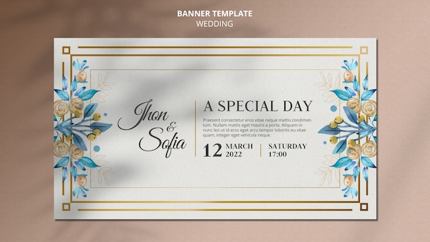 Wedding Invitation Horizontal Banner Template – Free Download