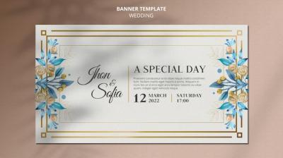 Wedding Invitation Horizontal Banner Template – Free Download