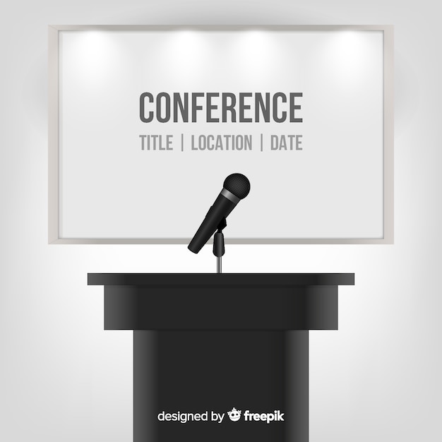 Realistic Conference Podium Background – Free Stock Photo for Download