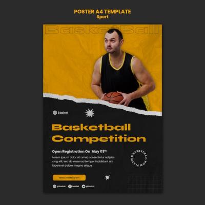 Basketball Game Vertical Poster Featuring Male Player – Free Download