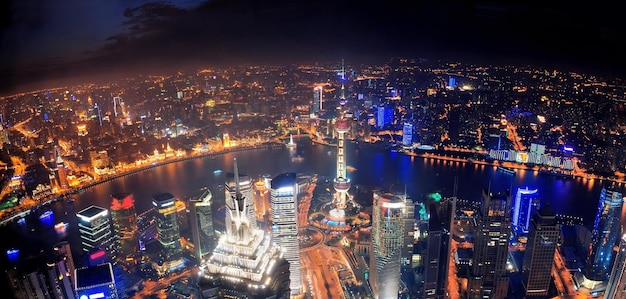 Stunning Aerial View of Shanghai at Night – Free Download