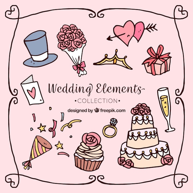 Traditional Hand Drawn Wedding Element Collection – Free Download