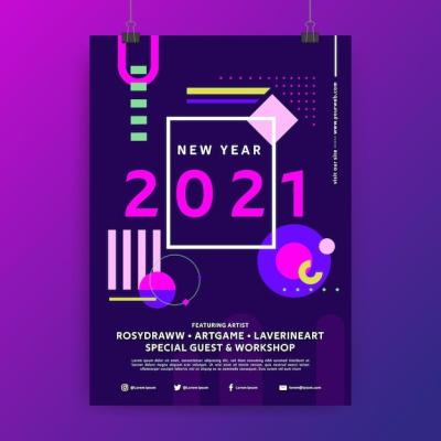 New Year 2021 Poster Concept – Download Free Stock Photo