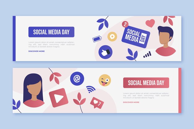 Horizontal Gradient Banners for Social Media – Free Download