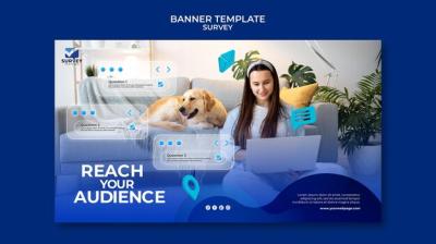 Creative Blue Survey Banner Template – Download Free Stock Photo