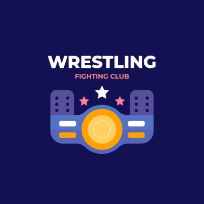 Wrestling Logo Design in Flat Style – Free Download