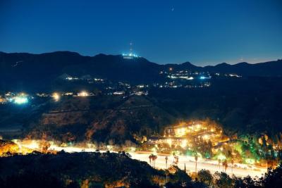 Los Angeles Nightscape Featuring Hollywood Sign and Highway – Free Download