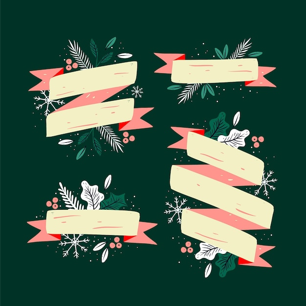 Charming Hand Drawn Christmas Ribbon Collection – Free to Download