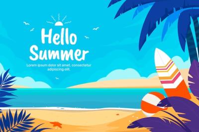 Flat Background for Summer Season Celebration – Free Download