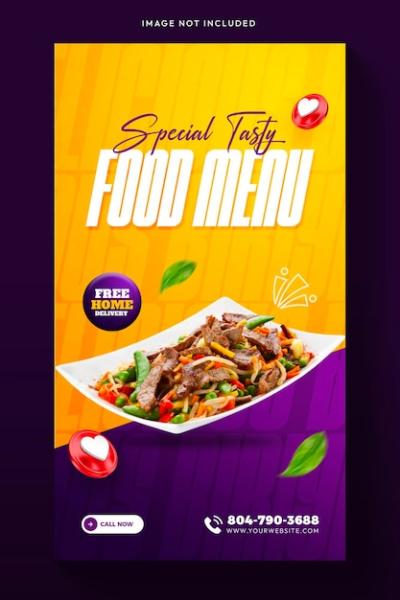 Food Menu and Restaurant Story Template Design – Free Download