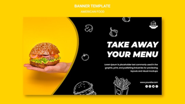 American Food Banner Template Design – Free Download