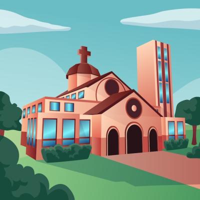 Gradient Church Building Illustration – Free Download, Download Free Stock Photo