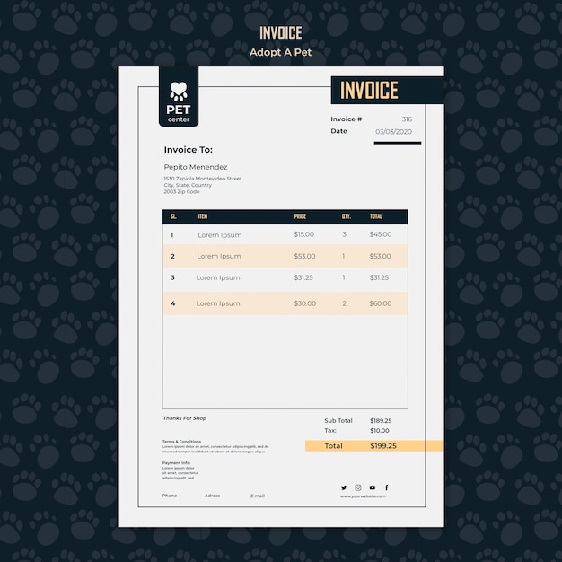 Adopt a Pet Concept Invoice Template – Free Download