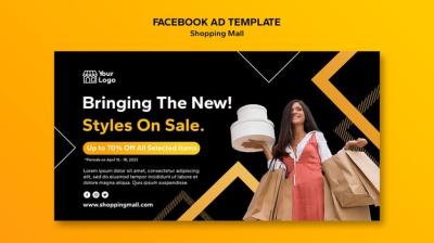 Geometric Shopping Mall Facebook Template – Free Download