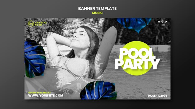 Pool Party Music Banner Design Template – Free Download