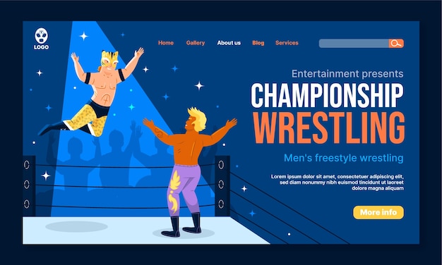 Hand Drawn Wrestling Fight Landing Page – Free Download