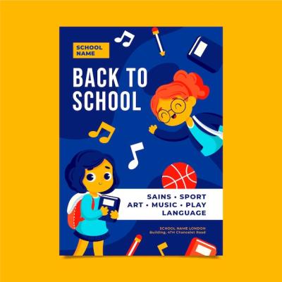 Vertical Poster Template for Back to School – Free Download