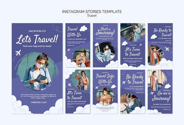 Travel Instagram Stories Featuring Woman in Face Mask – Free Download