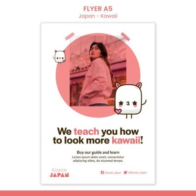 Japan Kawaii Flyer Design Template – Free Download