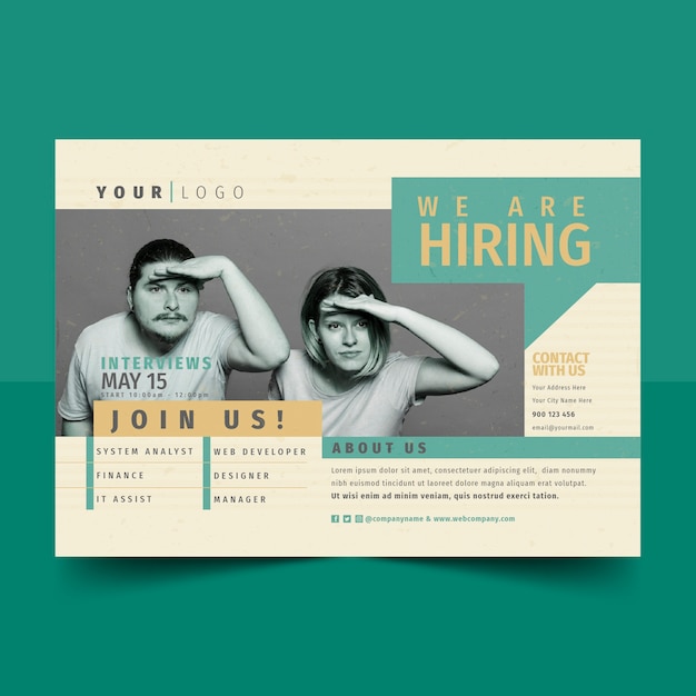 Hiring Poster Template in Flat Design – Free Download