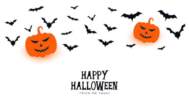 Happy Halloween Pumpkin with Creepy Bats on White Background – Free Download