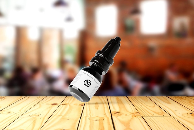 A bottle of VW on a black tabletop with V4 label – Free Download