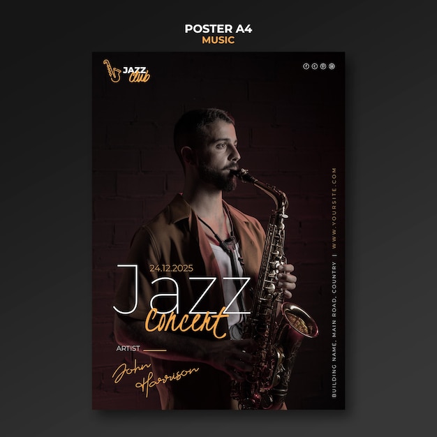 Jazz Concert Print Template – Free Download