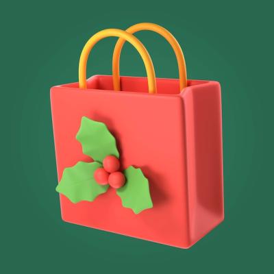 Christmas 3D Shopping Bag Illustration – Free to Download