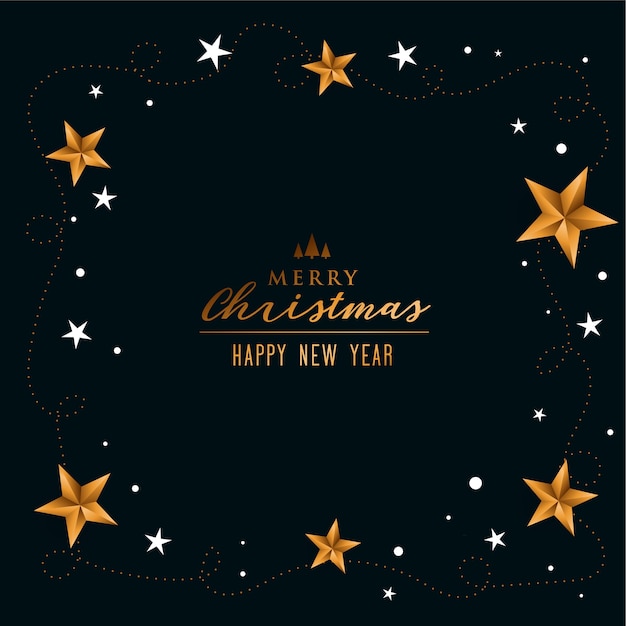 Elegant Merry Christmas Background with Golden Stars Decoration – Free Download