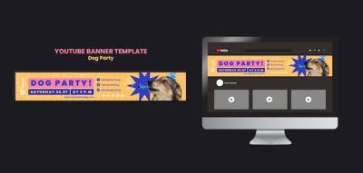 Dog Party YouTube Banner – Free Download PSD Template