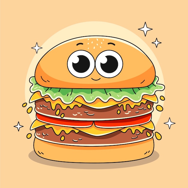 Hand Drawn Burger Illustration – Free to Download