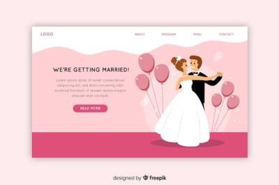 Flat Wedding Landing Page Template – Free to Download