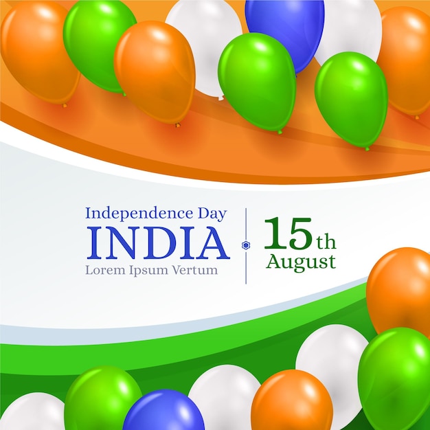 Realistic India Independence Day Illustration – Free Stock Photo Download