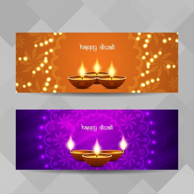 Two Banners with Lights for Diwali – Free Download, Free Stock Photo