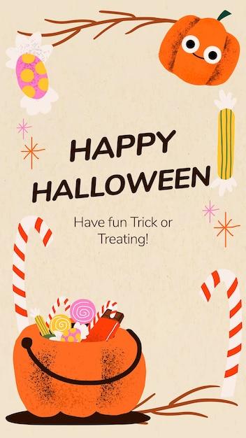 Happy Halloween Story Template Vector: Adorable Pumpkin Illustration – Free Download