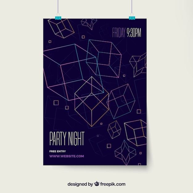 Colorful Party Poster Featuring Geometric Figures – Free Download