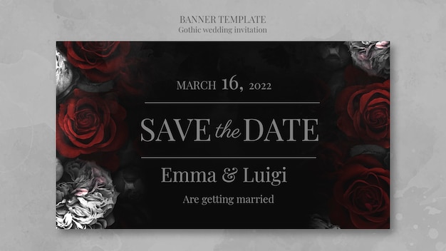 Gothic Wedding Invitation Banner Template – Free Download