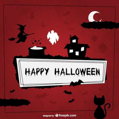 Happy Halloween Background with Silhouettes – Free Download