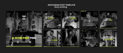 Flat Design Body Building Instagram Posts – Free Download