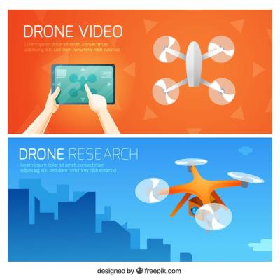 Orange & Blue Drone Banners – Free Download, Free Stock Photo