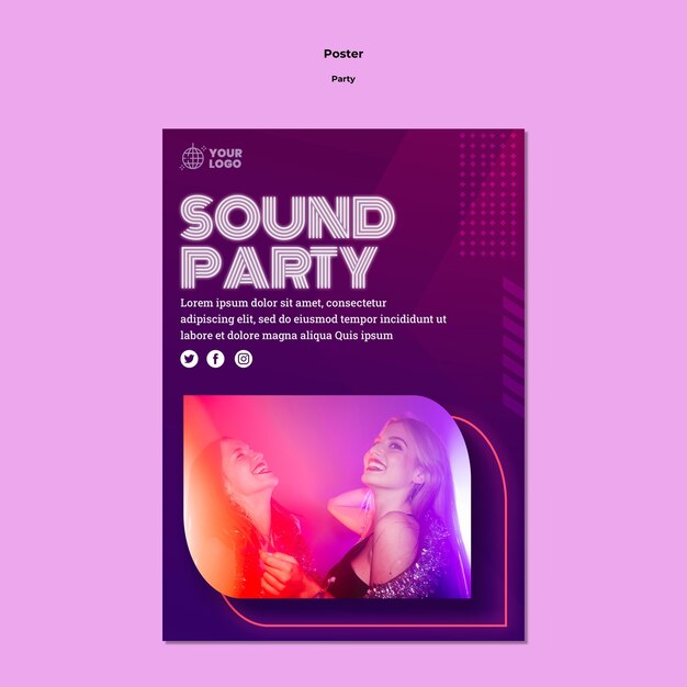 Sound Party Poster Template – Free Download PSD