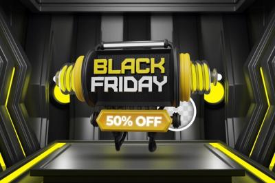 Black Friday Yellow Banner 3D Illustration – Free Download