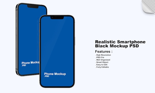 Realistic Black Mobile Phone Mockup – Editable Design & Changeable Colors for Free Download