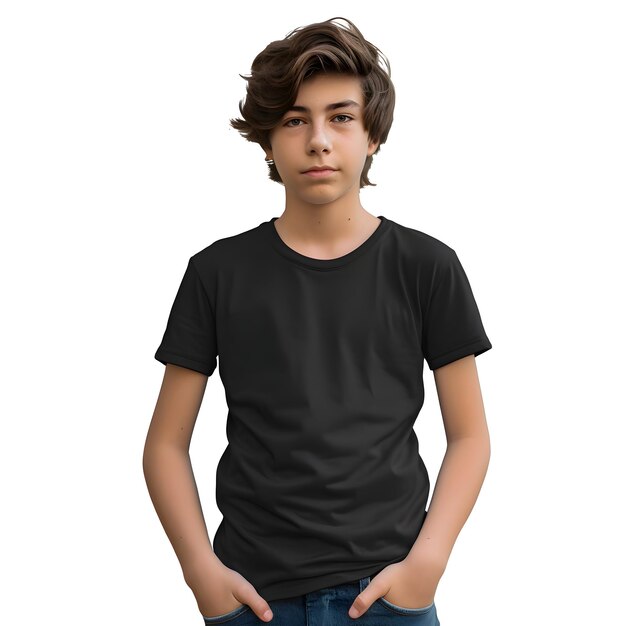 Young Boy in Black T-Shirt Isolated on White Background – Free Stock Photo, Download Free