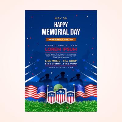 Vertical Poster Template for US Memorial Day Celebration – Free to Download