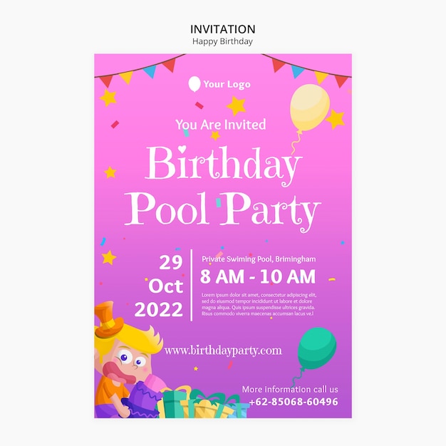 Birthday Party Invitation Template – Download Free Stock Photo